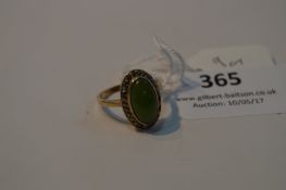 9cT Gold Dress Ring set with Green Stone