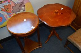 Mahogany Occasional Table with Inlaid Top and a Plant Stand Occasional Table