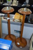 Pair of Oak Smoker's Companions with Royal Exchange Assurance Ashtrays