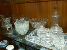 Selection of Glassware Including Dressing Table Set, Bowls and Vases