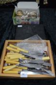 Selection of Ivorine Handled and Silver Plated Cutlery