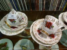 Queen Anne Rose Patterned and Gilt Decorated Tea Service