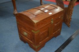 Indian Brass Bound, Teak Wood, Dome Topped Trunk