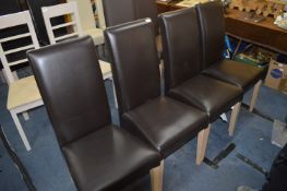 *Set of Four Brown Leatherette Highback Dining Chairs (1)