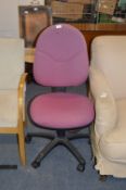 Pink Upholstered Swivel Office Chair