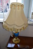 Brass and Pottery Table Lamp and Shade