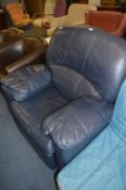 Navy Blue Leather Look Single Reclining Arm Chair
