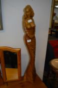 Large Carved Wood Figurine of a Lady