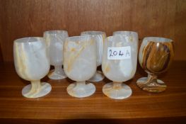 Set of 6 Marble Effect Goblets Plus 1 Other
