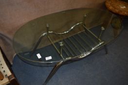 Oval Glass Topped Coffee Table on Chrome Base