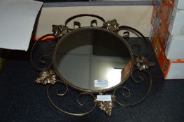 Wrought Metal Galvanised Brass Circular Wall Mirror