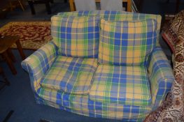 Two Seat Sofa with Check Patterned Loose Covers
