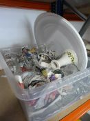 Box of Drinking Glassware and Three Serving Trays