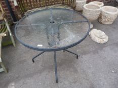 Glass Topped Tubular Metal Garden Table