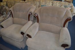 Pair of Light Brown Upholstered Reclining Armchairs