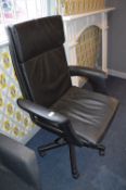 Black Leatherette Swivel Office Armchair