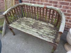 Teak Wood Slat Back Garden Bench
