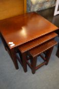 Mahogany Nest of Three Tables with Rope Twist Edging