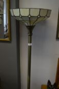 Brass Effect Uplighter with Tiffany Style Lamp Shade