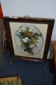 Framed Artificial Flowers Fire Screen