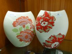Pair of Floral Decorated Pottery Vases