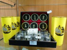 Swedish Glass Drinking Set and a Set of Yellow Drinking Glassware