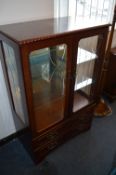 Mahogany Effect Display Cabinet with Glazed Doors