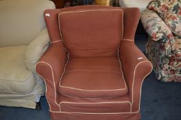 Wingback Armchair with Terracotta Loose Covers