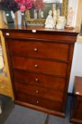 Malaysian Wood Five Height Chest of Drawers