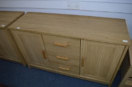 Light Oak Two Door, Three Drawer, Sideboard
