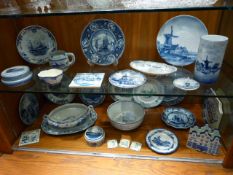 Large Collection of Delft Blue & White Ware Plates, Bowls, Tiles, etc.