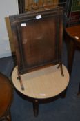 Circular Melamine Topped Coffee Table and a Galvanised Fire Screen