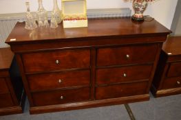 Malaysian Wood Six Drawer Sideboard Unit