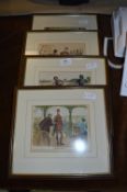 Four Framed Coloured Engravings 