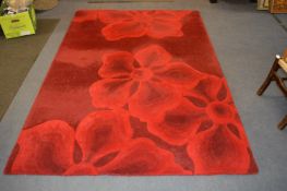 Red Floral Patterned Rug 232cm x 160cm