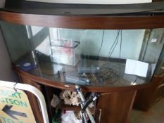 Large Bow Fronted Jewel Fish Tank and Cabinet with Stone and Gravel Accessories