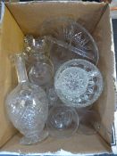 Box of Glassware, Decanter, Drinking Glasses, Jug, Bowl, etc.