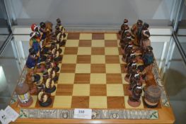 African Tribal Chessboard and Chess Set