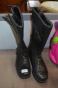 Pair of Leather Aqua Motorcycle Boots Size: 9