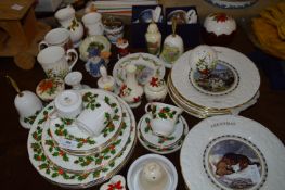 Large Selection of Christmas Themed Pottery, Decorative Plates, Dinner Service, Mugs, etc.