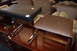 Teak Stool and a Black Seated Chrome Stool