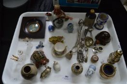 Tray Lot of Collectables Including; Photo Frame, Plated Cutlery, Small Ornaments, etc.