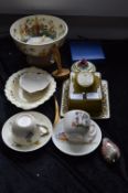 Collection of Various Pottery Including Oriental Fruit Bowl, Butter Dish and Children's Cups and