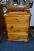 Pine Three Drawer Side Cabinet
