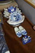 Selection of Blue & White Delft Pottery and Wedgwood Teapot
