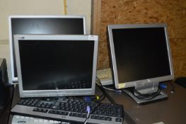 *Three Flat Screen Monitors, Keyboards, etc.