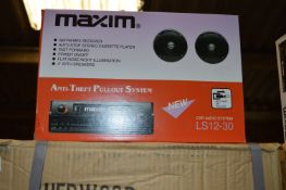*Box Containing Ten Maxim Anti-Theft Car Audio Systems with Speakers