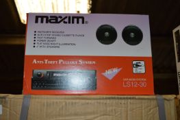 *Box Containing Ten Maxim Anti-Theft Car Audio Systems with Speakers