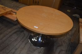 *Circular Occasional Table with Light Oak Top on Chrome Pedestal