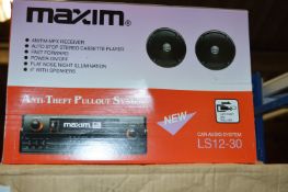 *Box Containing Ten Maxim Anti-Theft Car Audio Systems with Speakers